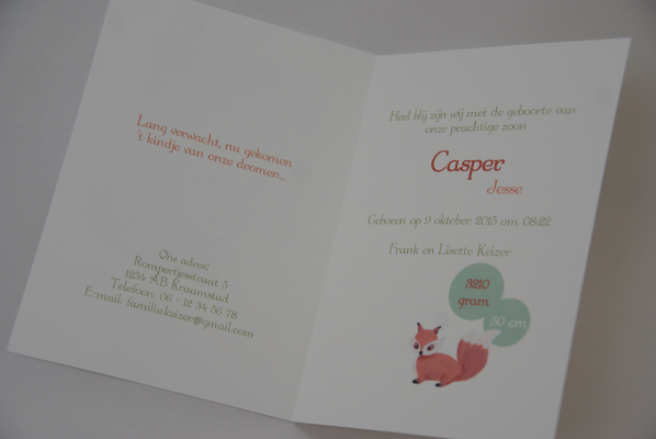 geboortekaartje casper lichtgroen 